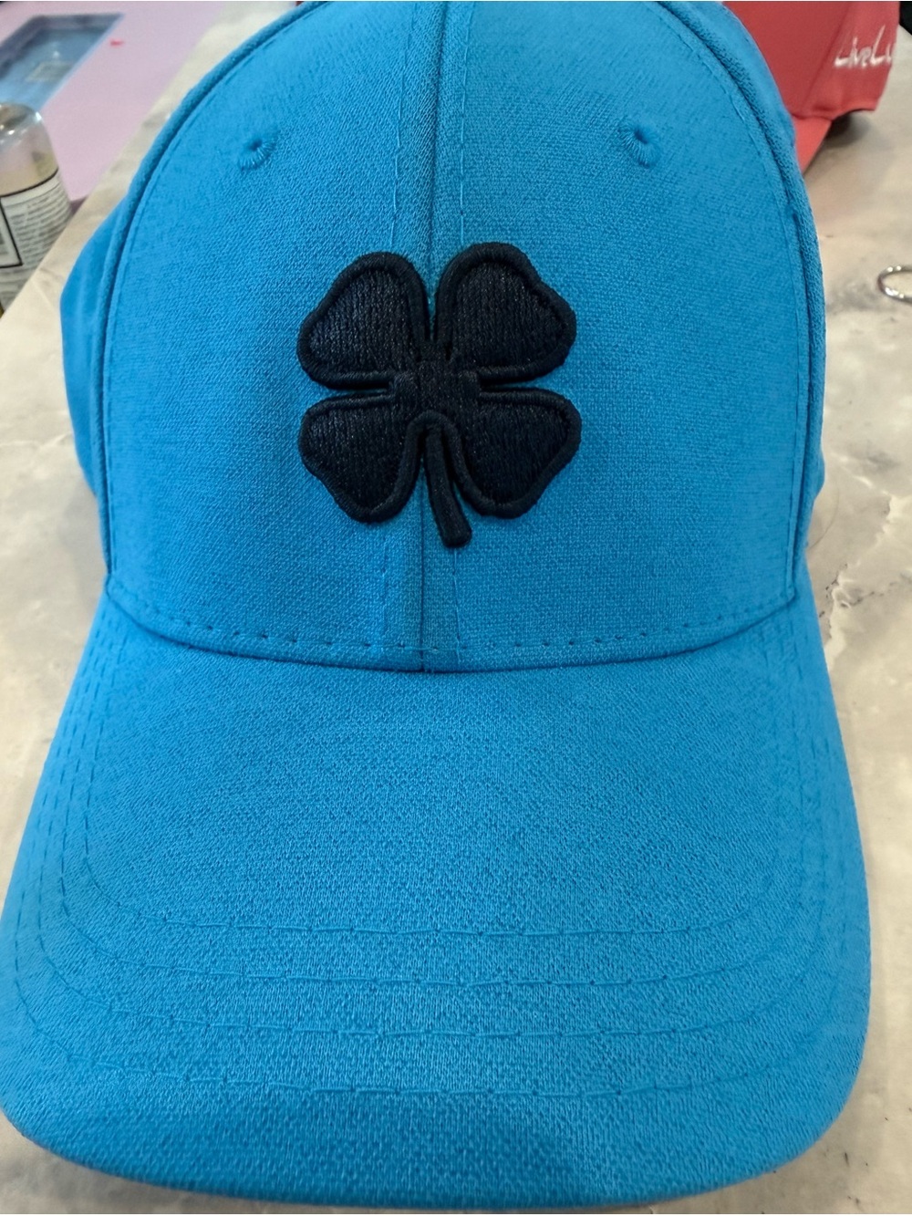 Turquoise Baseball fitted L/XL Cap with Black Clover Patch